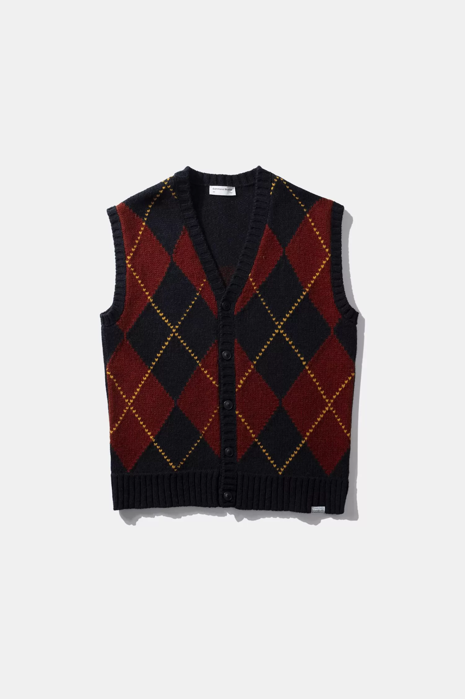 Knitwear | Edmmond Studios Argyle Vest Plain Navy