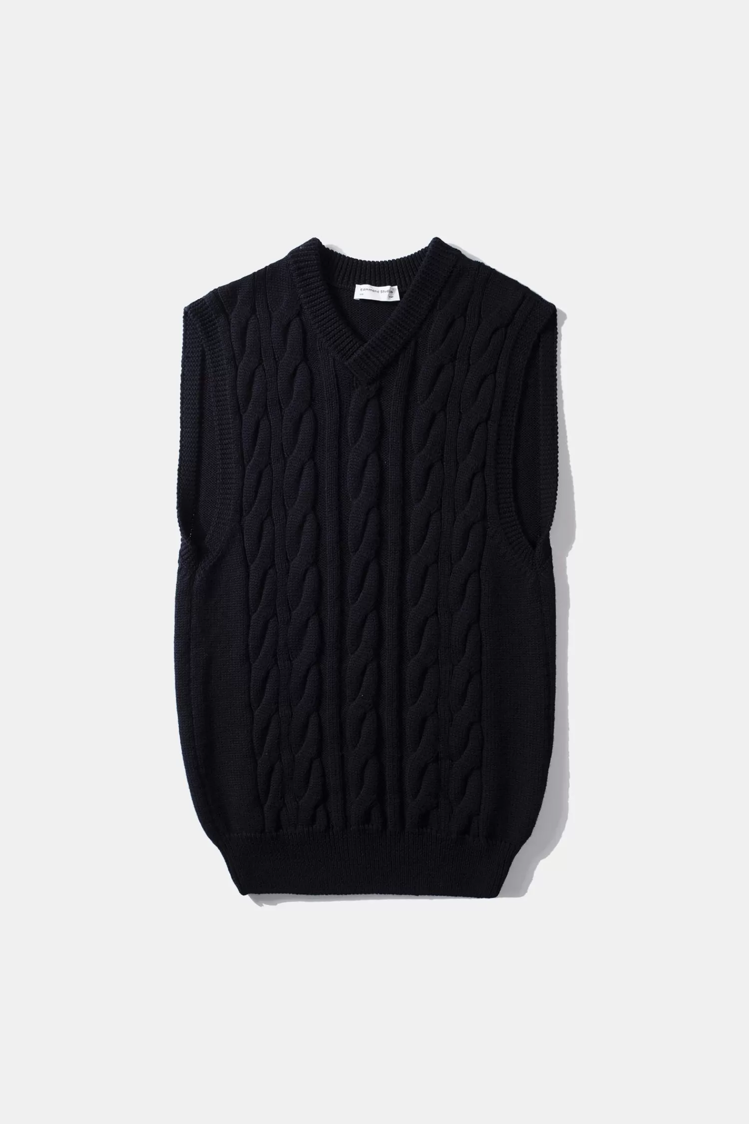 Knitwear | Edmmond Studios Braided Vest Plain Navy