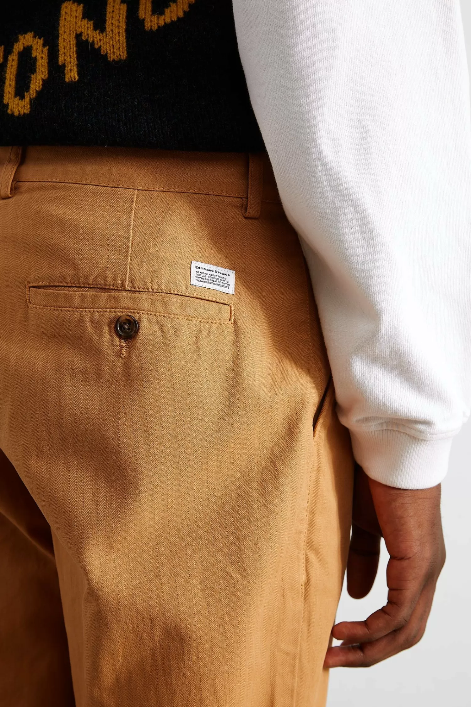 Trousers | Edmmond Studios Chino Herringbone Plain Caramel