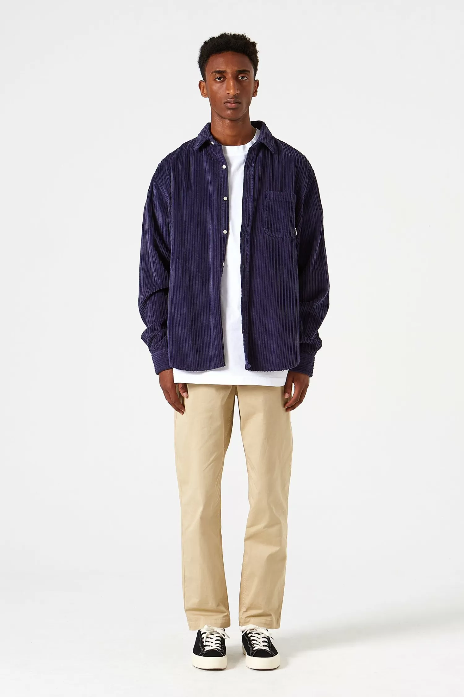 Shirts | Edmmond Studios French Cord Shirt Plain Navy