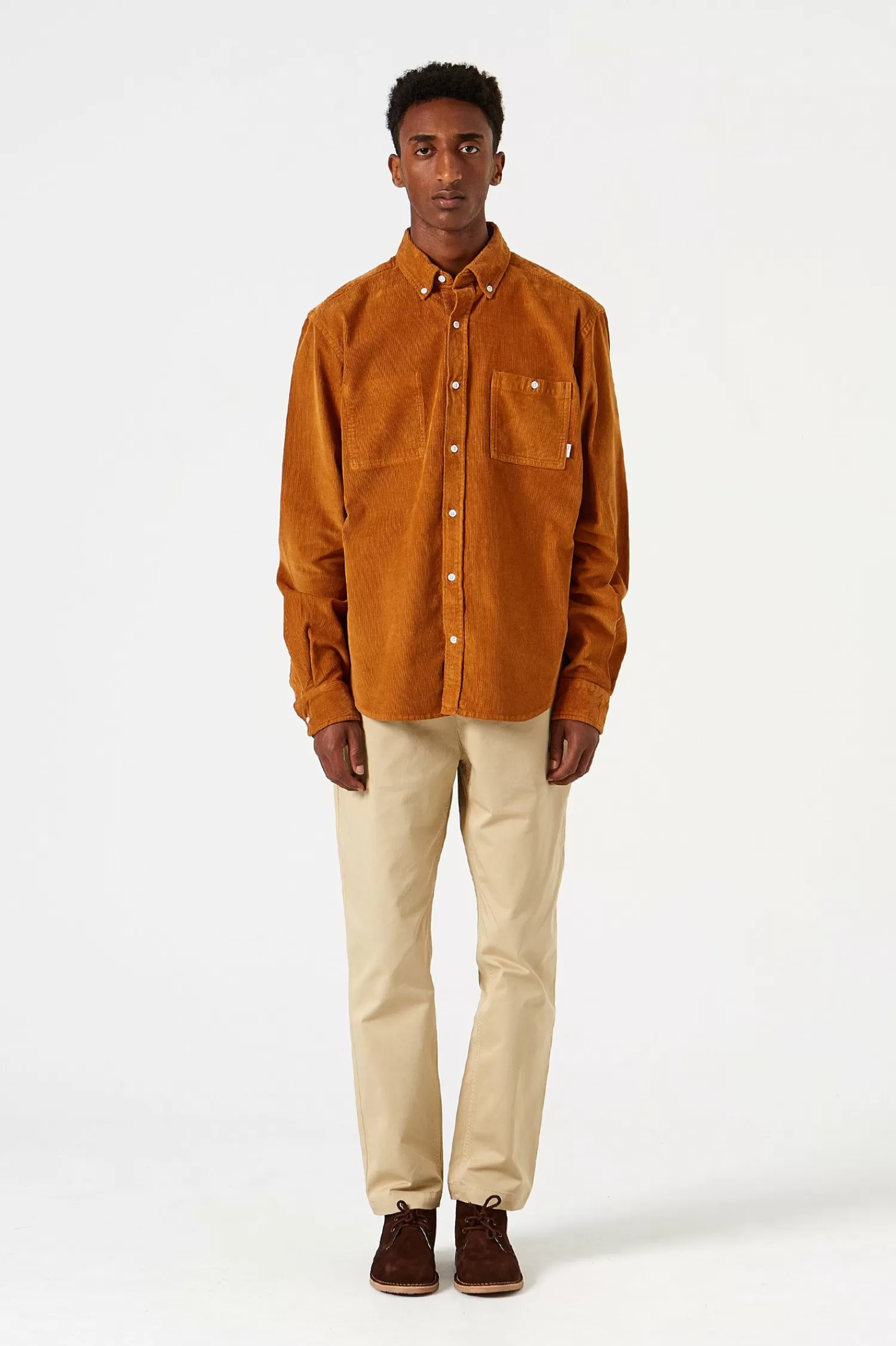 Shirts | Edmmond Studios Microcord Shirt Plain Brown