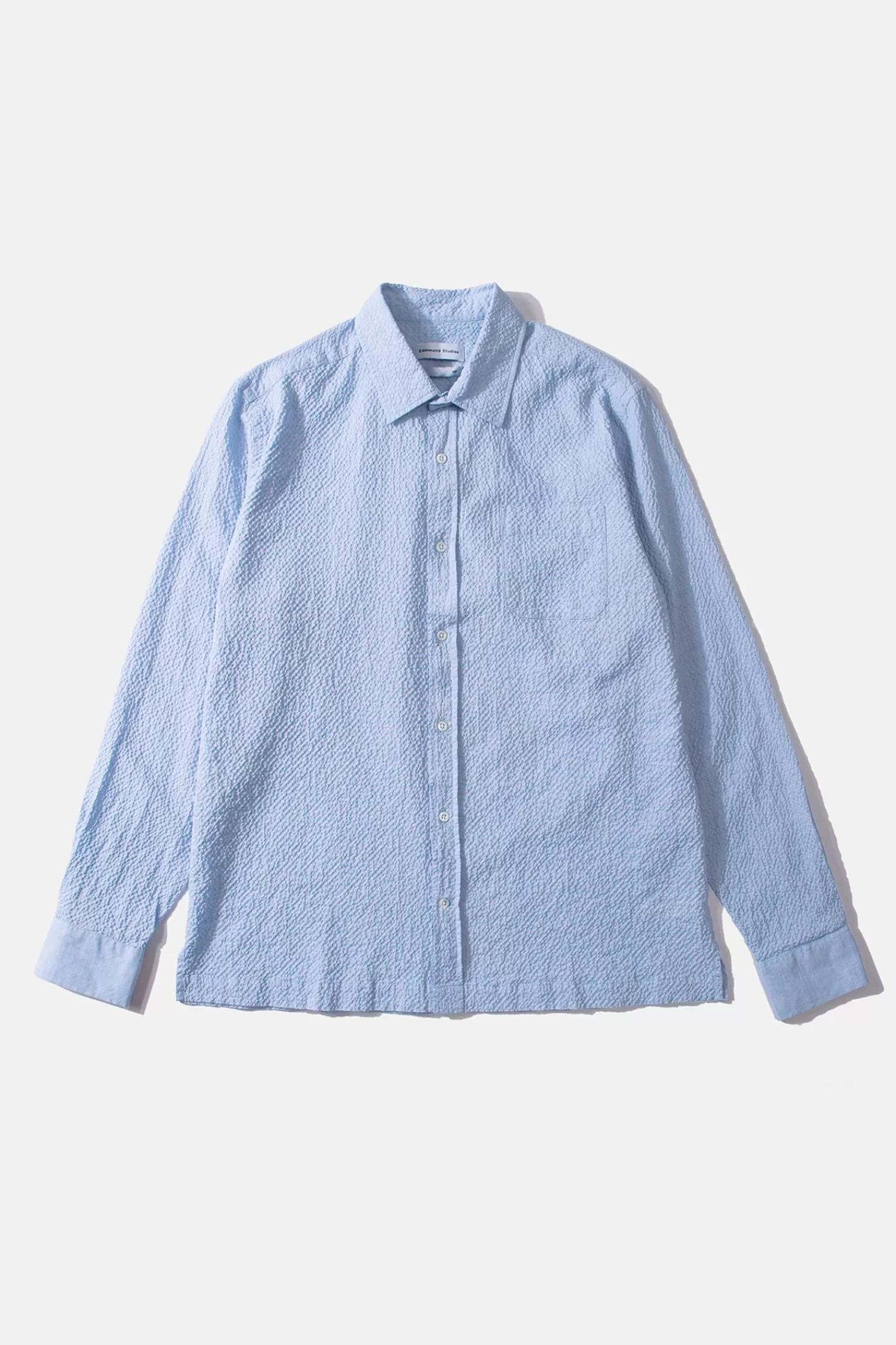 Shirts | Edmmond Studios Seersucker Shirt Plain Light Blue